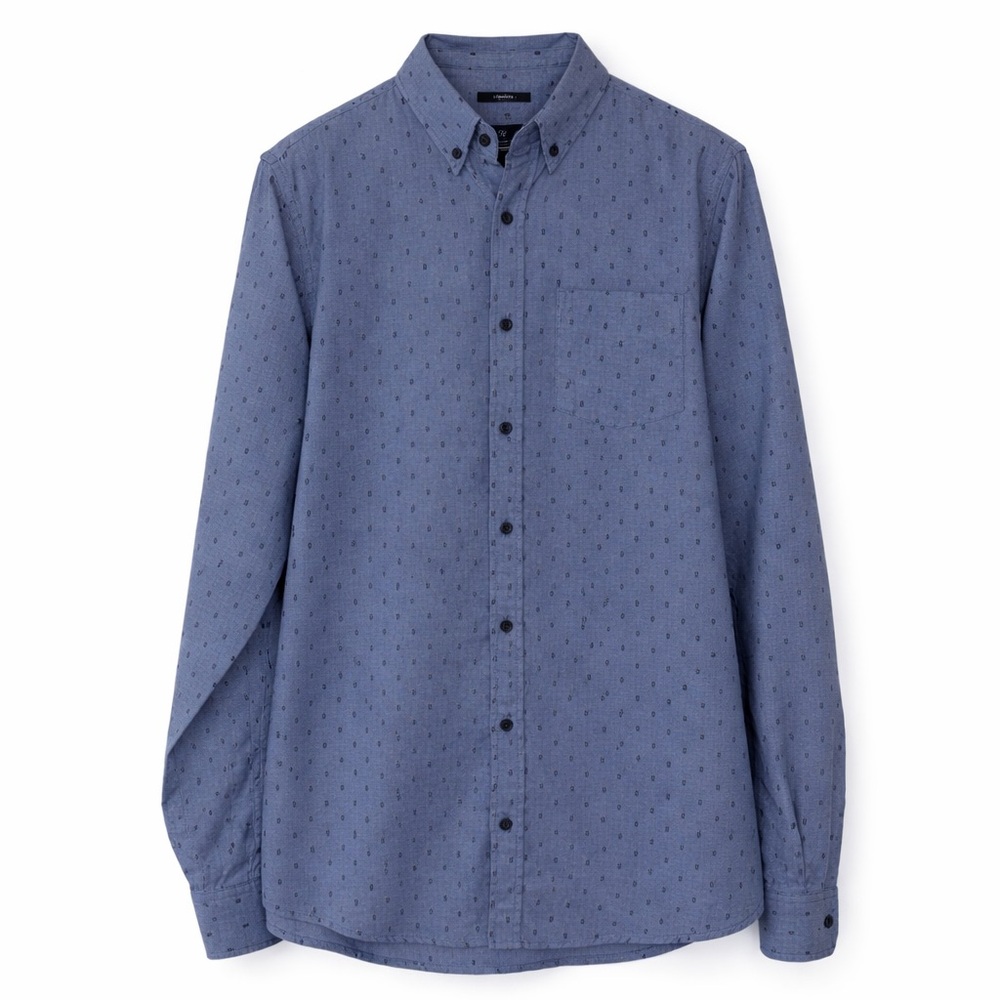 💙Ben Sherman Men’s Stretch Button-Down Shirt Blue Micro-Dot Geometric Print – M